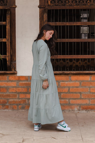 Vestido SIENNA manga larga con Boleros - Verde Menta