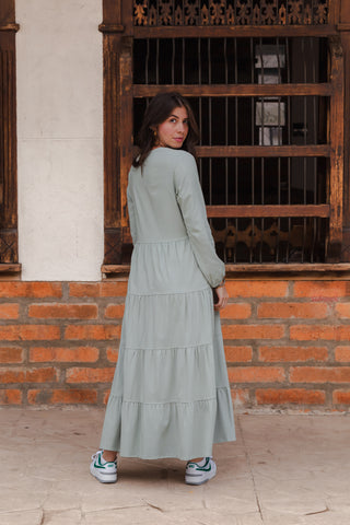 Vestido SIENNA manga larga con Boleros - Verde Menta