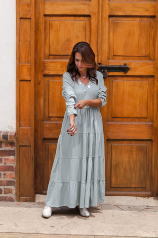 Vestido SIENNA manga larga con Boleros - Verde Menta