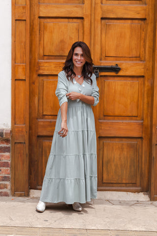 Vestido SIENNA manga larga con Boleros - Verde Menta