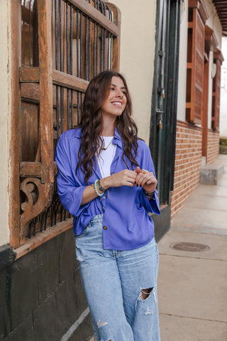 Blusa Boho manga 3/4  - Mora Azul