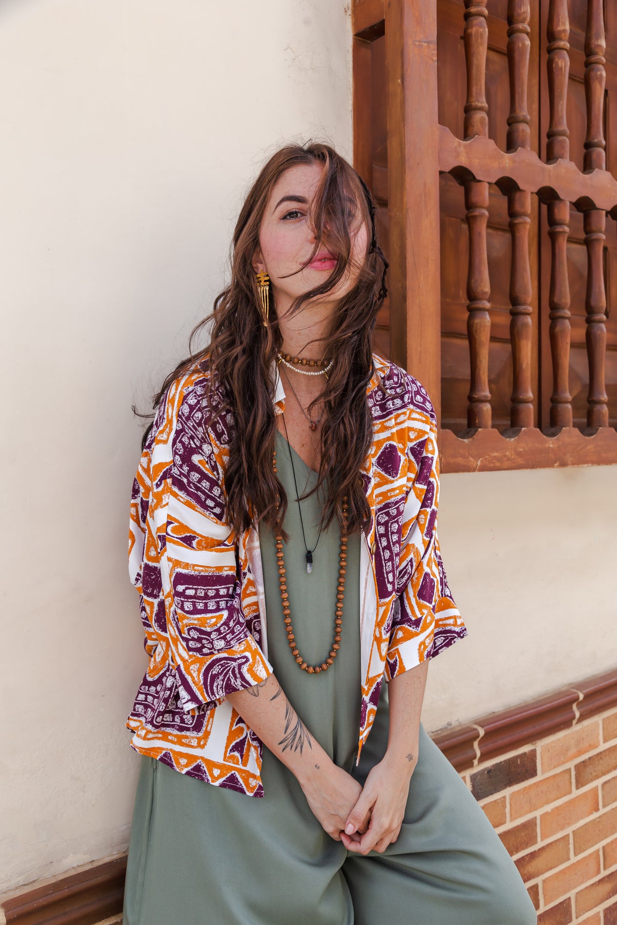 Blusa Boho manga 3/4  - Estampado Mandala